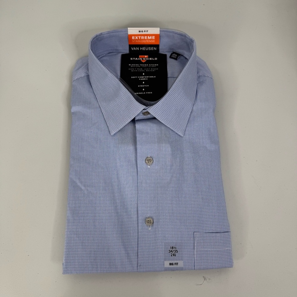 Van Heusen Big Fit Blue Long Sleeve Button Up Shirt Size‎ 2XL